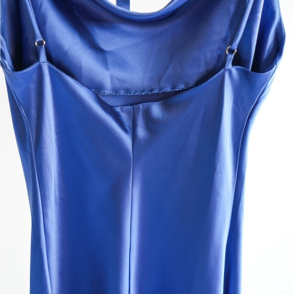 NWT WHYTE VALENTINE BLUE SATIN SLIP DRESS Size 8 - Picture 12 of 15